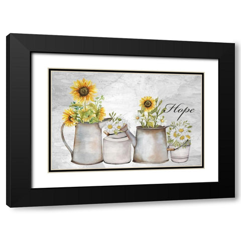 Hope Sunflower Daisies Black Modern Wood Framed Art Print with Double Matting by Allen, Kimberly