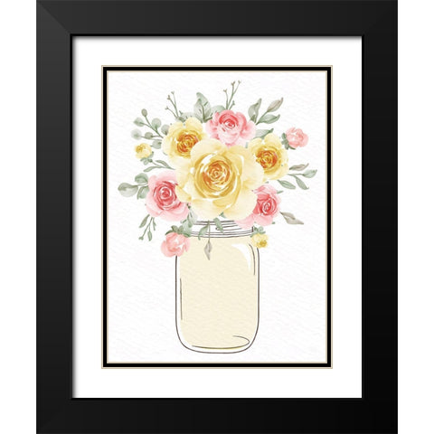 Mason Jar Floral 1 Black Modern Wood Framed Art Print with Double Matting by Allen, Kimberly