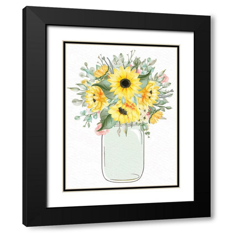 Mason Jar Floral 2 Black Modern Wood Framed Art Print with Double Matting by Allen, Kimberly