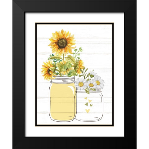 Mason Jar Floral 7 Black Modern Wood Framed Art Print with Double Matting by Allen, Kimberly
