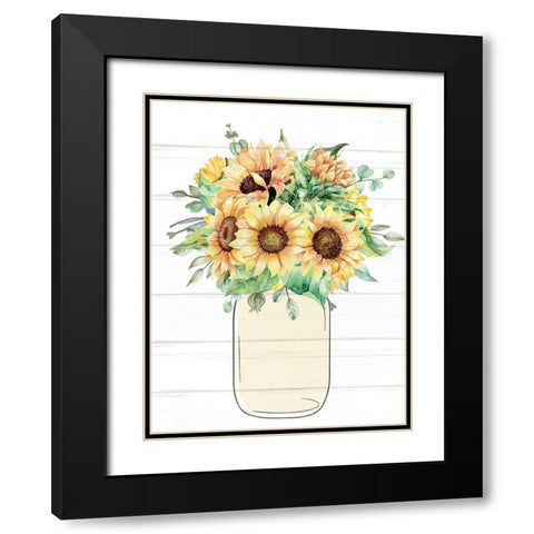 Mason Jar Floral 13 Black Modern Wood Framed Art Print with Double Matting by Allen, Kimberly