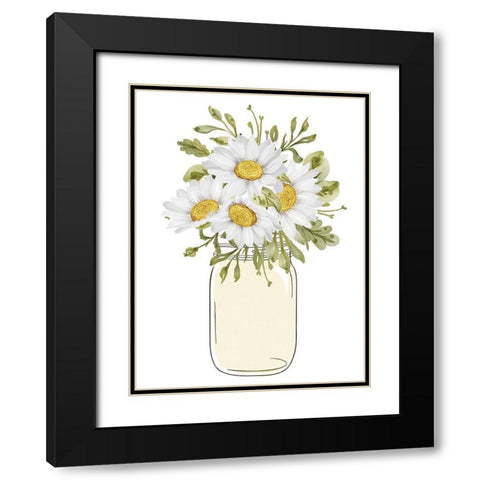 Mason Jar Floral 1 Black Modern Wood Framed Art Print with Double Matting by Allen, Kimberly