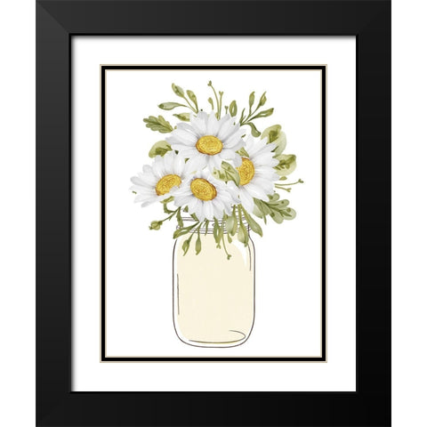 Mason Jar Floral 1 Black Modern Wood Framed Art Print with Double Matting by Allen, Kimberly