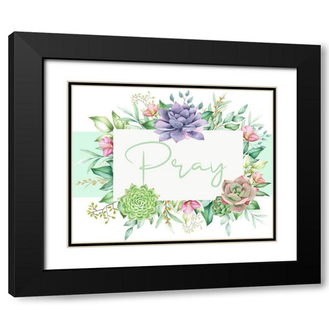 Succulent Sentiment 1 Black Modern Wood Framed Art Print with Double Matting by Allen, Kimberly