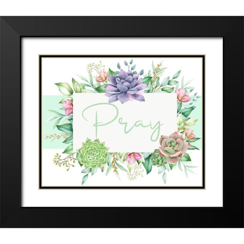 Succulent Sentiment 1 Black Modern Wood Framed Art Print with Double Matting by Allen, Kimberly