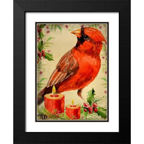 Christmas Cardinal Black Modern Wood Framed Art Print with Double Matting by Allen, Kimberly