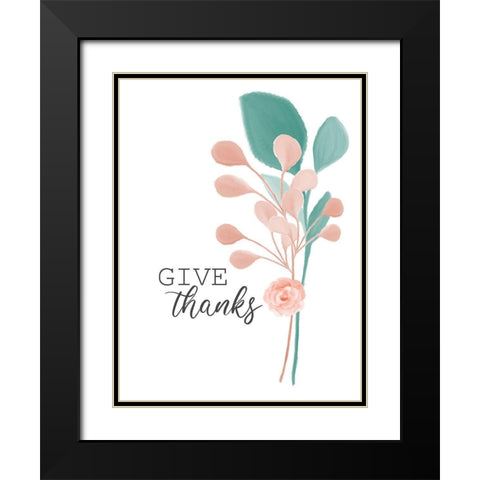 Give Thanks Black Modern Wood Framed Art Print with Double Matting by Allen, Kimberly