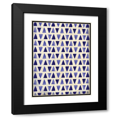Indigo Triangles Black Modern Wood Framed Art Print with Double Matting by Allen, Kimberly