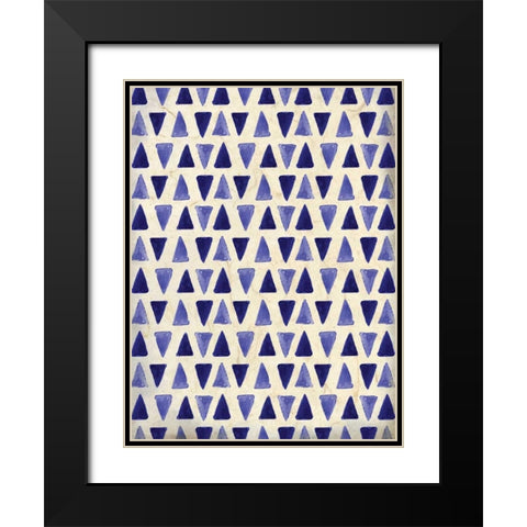 Indigo Triangles Black Modern Wood Framed Art Print with Double Matting by Allen, Kimberly