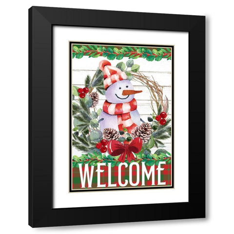 Snowman Christmas Black Modern Wood Framed Art Print with Double Matting by Allen, Kimberly