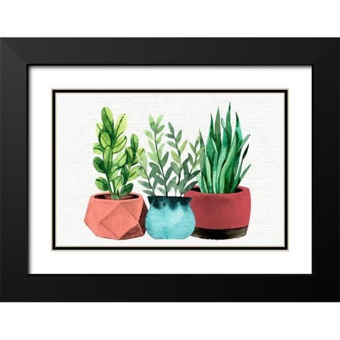 Summer Pots Black Modern Wood Framed Art Print with Double Matting by Allen, Kimberly