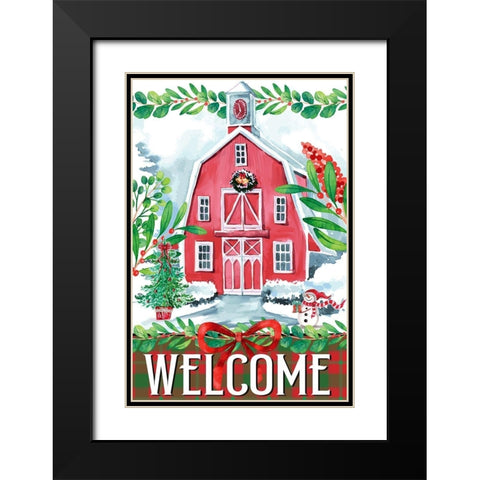 Christmas Barn Black Modern Wood Framed Art Print with Double Matting by Allen, Kimberly