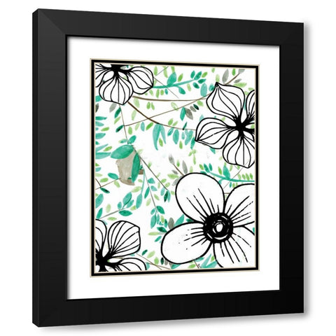 Greenery Black Modern Wood Framed Art Print with Double Matting by Allen, Kimberly