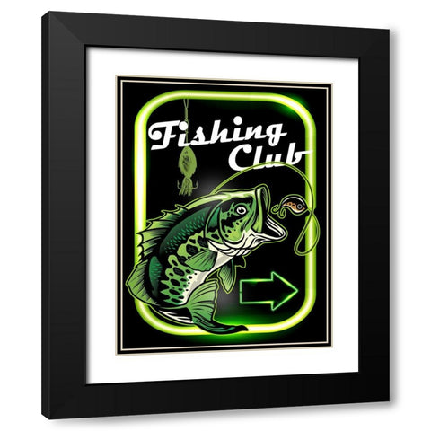Fishing Club Black Modern Wood Framed Art Print with Double Matting by Allen, Kimberly