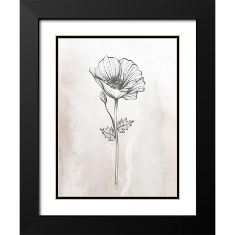 Stone Floral 1 Black Modern Wood Framed Art Print with Double Matting by Allen, Kimberly