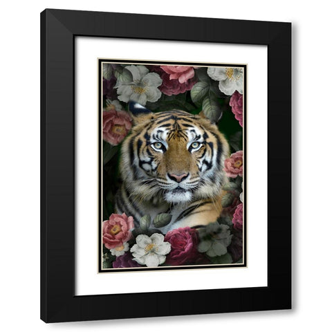 Lush Garden Tiger Black Modern Wood Framed Art Print with Double Matting by Allen, Kimberly