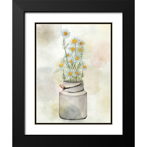 Tin Of Daisies Black Modern Wood Framed Art Print with Double Matting by Allen, Kimberly