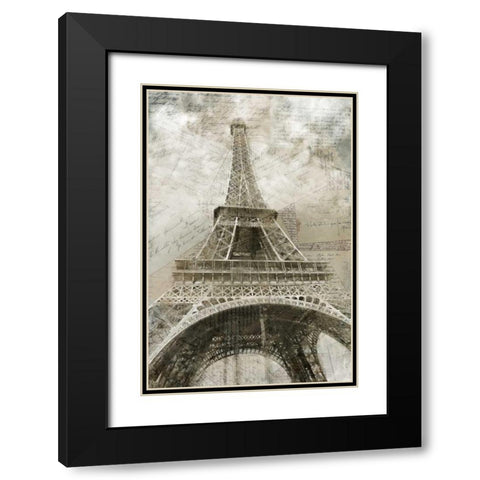 Postcards to Paris Black Modern Wood Framed Art Print with Double Matting by Allen, Kimberly