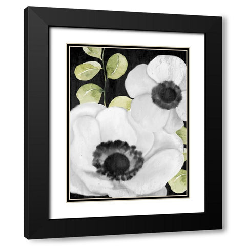 Anemone On Black 1 Black Modern Wood Framed Art Print with Double Matting by Allen, Kimberly