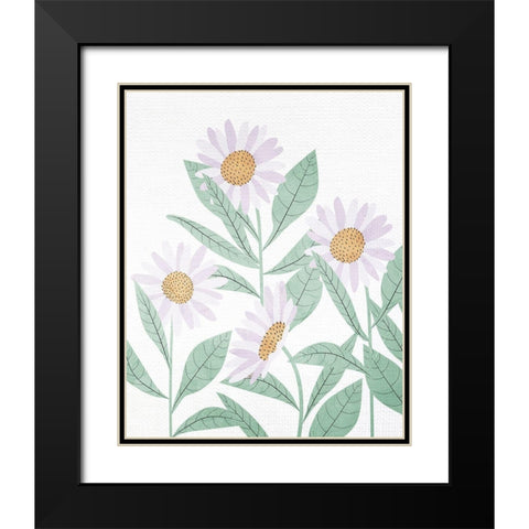 Daisies Floral Black Modern Wood Framed Art Print with Double Matting by Allen, Kimberly