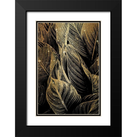 Midnight Palm Gold 1 Black Modern Wood Framed Art Print with Double Matting by Allen, Kimberly