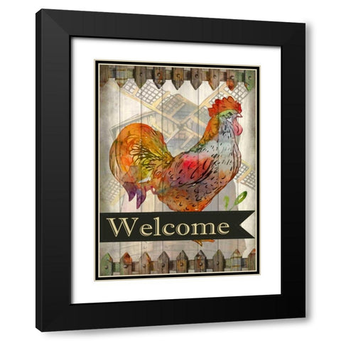 Fall Rooster Black Modern Wood Framed Art Print with Double Matting by Allen, Kimberly
