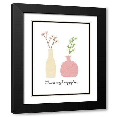 Happy Place Black Modern Wood Framed Art Print with Double Matting by Allen, Kimberly