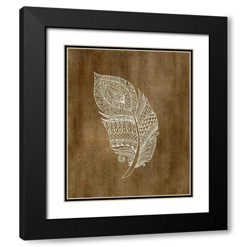 Ethnic Feather 3 Black Modern Wood Framed Art Print with Double Matting by Kimberly, Allen
