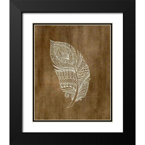 Ethnic Feather 3 Black Modern Wood Framed Art Print with Double Matting by Kimberly, Allen