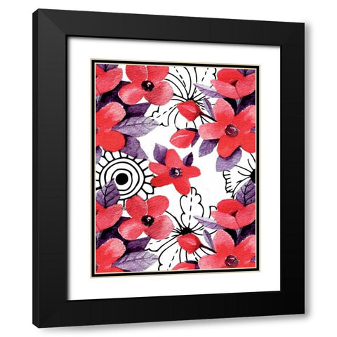 Love Floral Black Modern Wood Framed Art Print with Double Matting by Allen, Kimberly