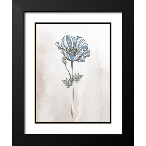 Stone Floral Blues 1 Black Modern Wood Framed Art Print with Double Matting by Allen, Kimberly