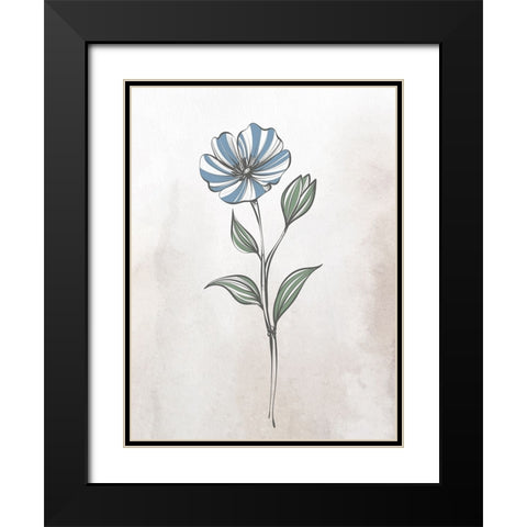 Stone Floral Blues 2 Black Modern Wood Framed Art Print with Double Matting by Allen, Kimberly