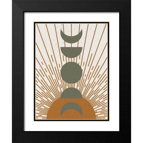 Sun And Moon Phases Black Modern Wood Framed Art Print with Double Matting by Allen, Kimberly