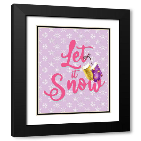 _Let It Snow Mittens Black Modern Wood Framed Art Print with Double Matting by Allen, Kimberly