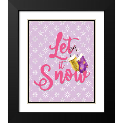 _Let It Snow Mittens Black Modern Wood Framed Art Print with Double Matting by Allen, Kimberly