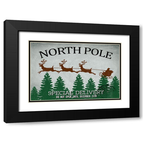 North Pole Delivery Black Modern Wood Framed Art Print with Double Matting by Allen, Kimberly