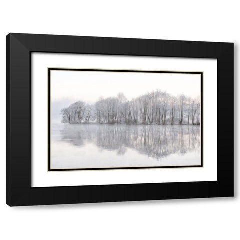 Mist Lake Black Modern Wood Framed Art Print with Double Matting by Allen, Kimberly