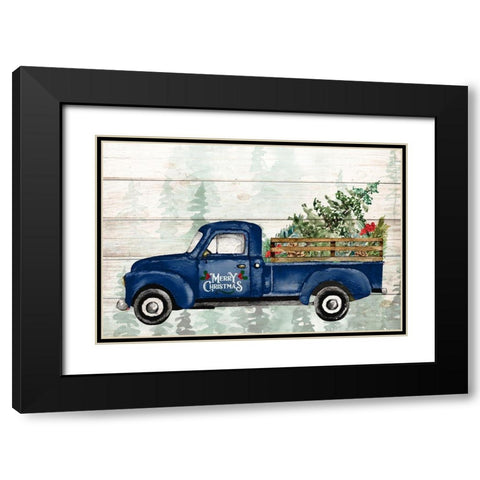 Navy Christmas Truck Black Modern Wood Framed Art Print with Double Matting by Allen, Kimberly