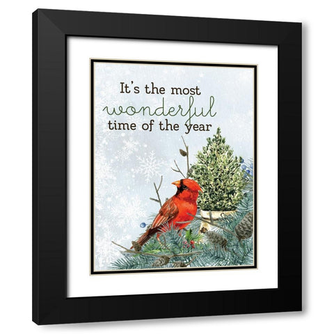 Wonderful Cardinal Black Modern Wood Framed Art Print with Double Matting by Allen, Kimberly