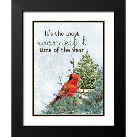 Wonderful Cardinal Black Modern Wood Framed Art Print with Double Matting by Allen, Kimberly