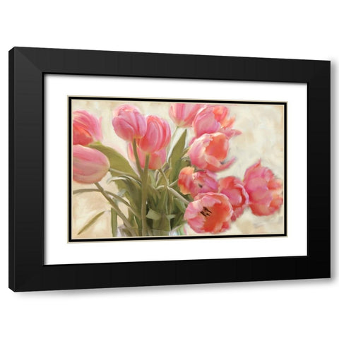 Vase of Tulips Black Modern Wood Framed Art Print with Double Matting by Allen, Kimberly
