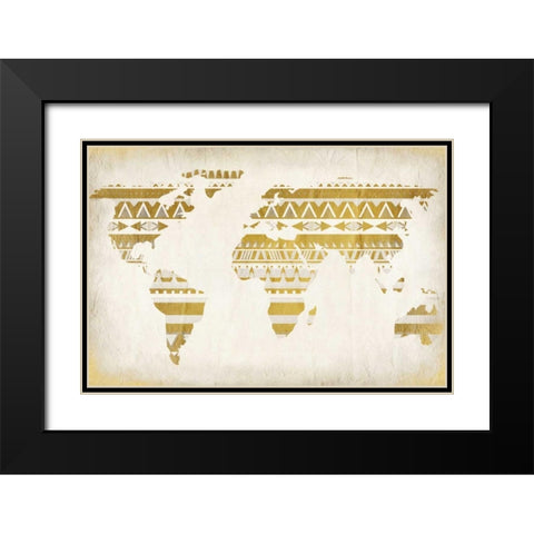 Patterned Map Black Modern Wood Framed Art Print with Double Matting by Allen, Kimberly