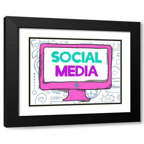 Social Media Black Modern Wood Framed Art Print with Double Matting by Allen, Kimberly