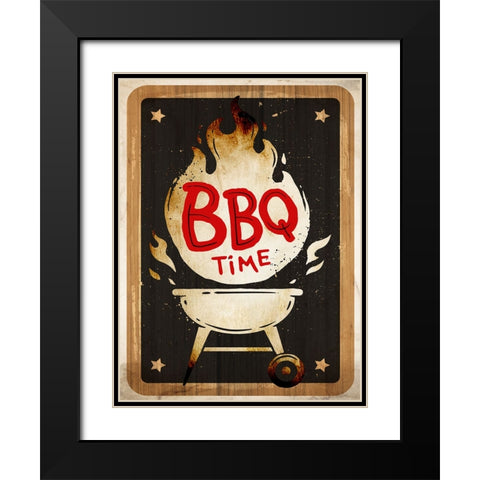 BBQ Time Black Modern Wood Framed Art Print with Double Matting by Allen, Kimberly
