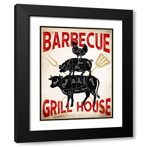 Grill House Black Modern Wood Framed Art Print with Double Matting by Allen, Kimberly