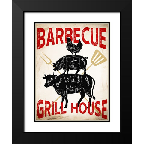 Grill House Black Modern Wood Framed Art Print with Double Matting by Allen, Kimberly