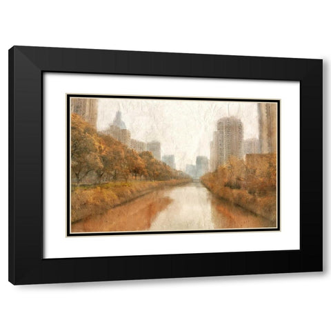 Autumn In The City Black Modern Wood Framed Art Print with Double Matting by Allen, Kimberly