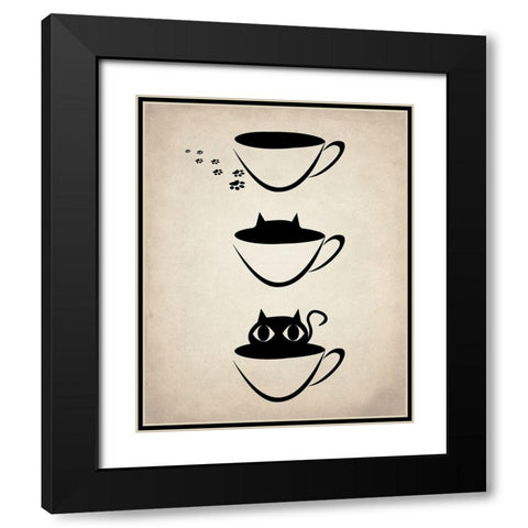 Cat Cup Black Modern Wood Framed Art Print with Double Matting by Allen, Kimberly