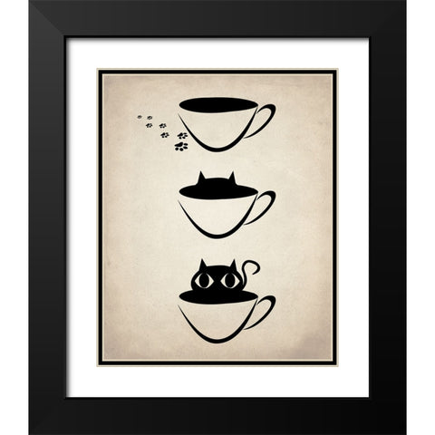 Cat Cup Black Modern Wood Framed Art Print with Double Matting by Allen, Kimberly