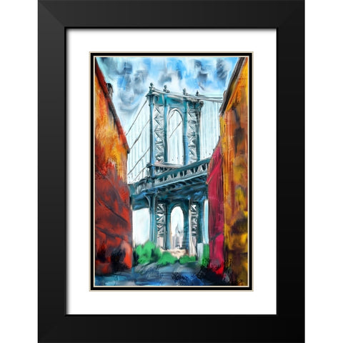 Brooklyn Bridge Black Modern Wood Framed Art Print with Double Matting by Allen, Kimberly